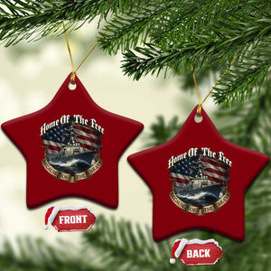 Navy Veteran Ceramic Ornament Home Of The Free Because Of The Brave American Flag TS11 Print Your Wear