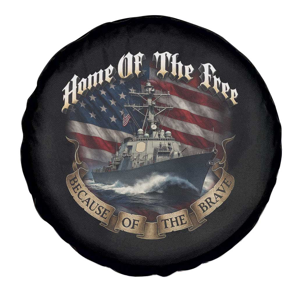 Navy Veteran Spare Tire Cover Home Of The Free Because Of The Brave American Flag TS11 Print Your Wear