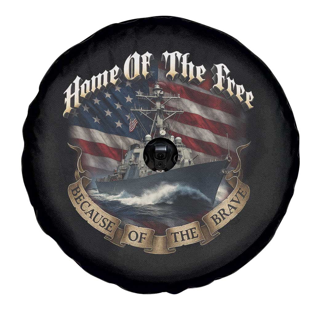 Navy Veteran Spare Tire Cover Home Of The Free Because Of The Brave American Flag TS11 Print Your Wear
