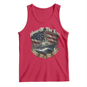 Navy Veteran Tank Top Home Of The Free Because Of The Brave American Flag TS11 Red Print Your Wear