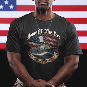 Navy Veteran T Shirt Home Of The Free Because Of The Brave American Flag TS11 Black Print Your Wear