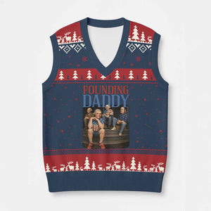 Funny 4th Of July Patriotic Founding Daddy Founding Fathers V-Neck Knit Sweater Vest - Print Your Wear