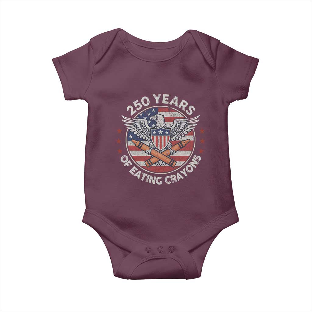 Marine Veteran 250 Years Of Eating Crayons Baby Onesie American Flag TS11 Maroon Print Your Wear