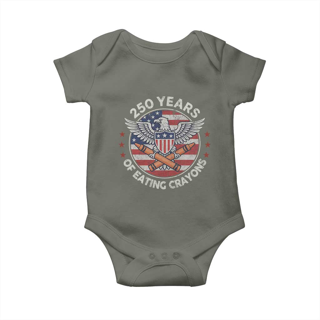 Marine Veteran 250 Years Of Eating Crayons Baby Onesie American Flag TS11 Military Green Print Your Wear