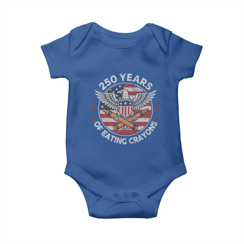 Marine Veteran 250 Years Of Eating Crayons Baby Onesie American Flag TS11 Royal Blue Print Your Wear