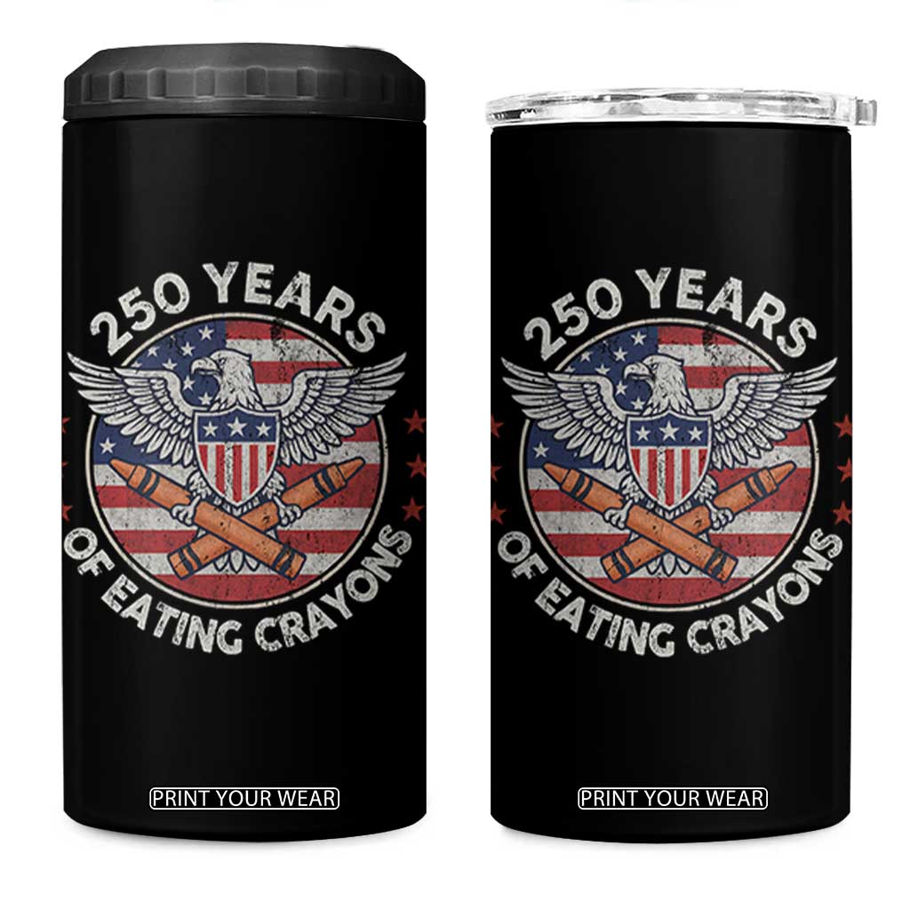 Marine Veteran 250 Years Of Eating Crayons 4 in 1 Can Cooler Tumbler American Flag TS11 One Size: 16 oz Black Print Your Wear