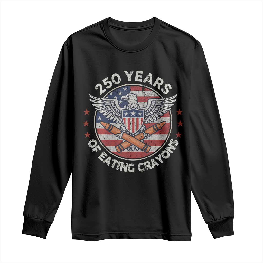 Marine Veteran 250 Years Of Eating Crayons Long Sleeve Shirt American Flag TS11 Black Print Your Wear