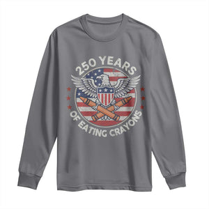 Marine Veteran 250 Years Of Eating Crayons Long Sleeve Shirt American Flag TS11 Charcoal Print Your Wear