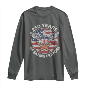 Marine Veteran 250 Years Of Eating Crayons Long Sleeve Shirt American Flag TS11 Dark Heather Print Your Wear