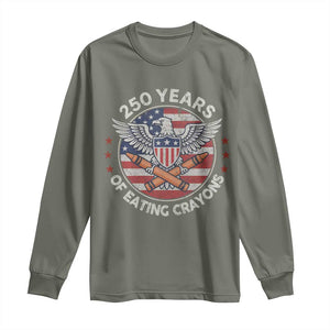 Marine Veteran 250 Years Of Eating Crayons Long Sleeve Shirt American Flag TS11 Military Green Print Your Wear