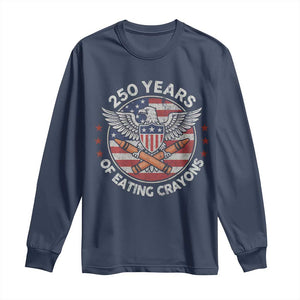 Marine Veteran 250 Years Of Eating Crayons Long Sleeve Shirt American Flag TS11 Navy Print Your Wear