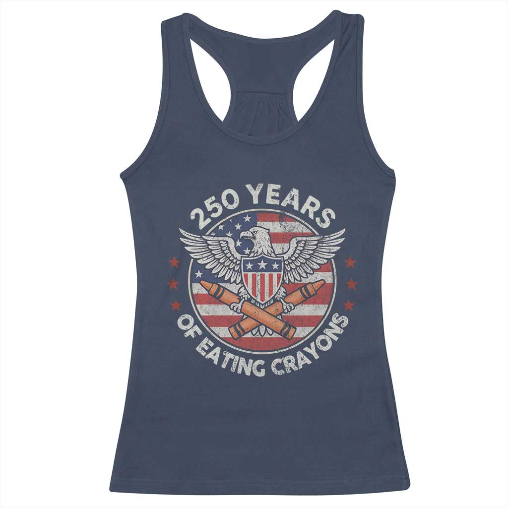 Marine Veteran 250 Years Of Eating Crayons Racerback Tank Top American Flag TS11 Navy Print Your Wear
