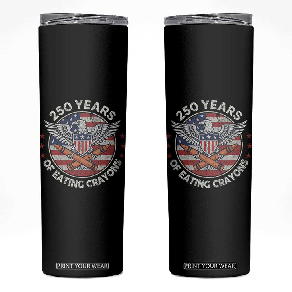 Marine Veteran 250 Years Of Eating Crayons Skinny Tumbler American Flag TS11 Black Print Your Wear