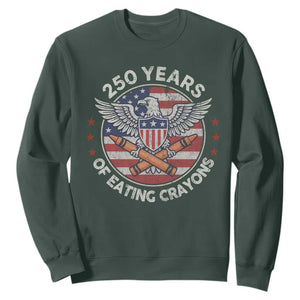 Marine Veteran 250 Years Of Eating Crayons Sweatshirt American Flag TS11 Dark Forest Green Print Your Wear