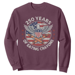 Marine Veteran 250 Years Of Eating Crayons Sweatshirt American Flag TS11 Maroon Print Your Wear