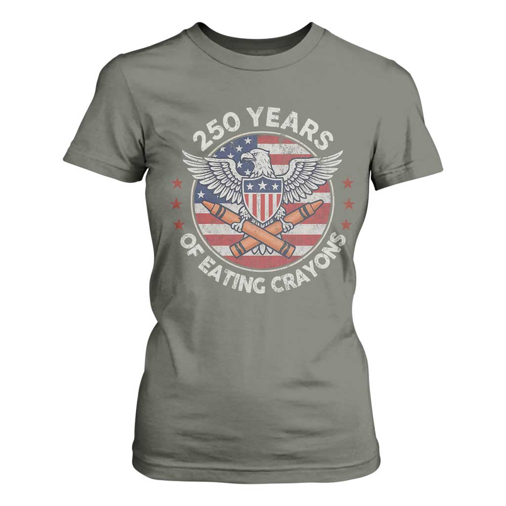 Marine Veteran 250 Years Of Eating Crayons T Shirt For Women American Flag TS11 Military Green Print Your Wear