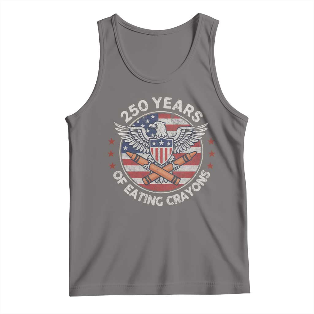 Marine Veteran 250 Years Of Eating Crayons Tank Top American Flag TS11 Deep Heather Print Your Wear