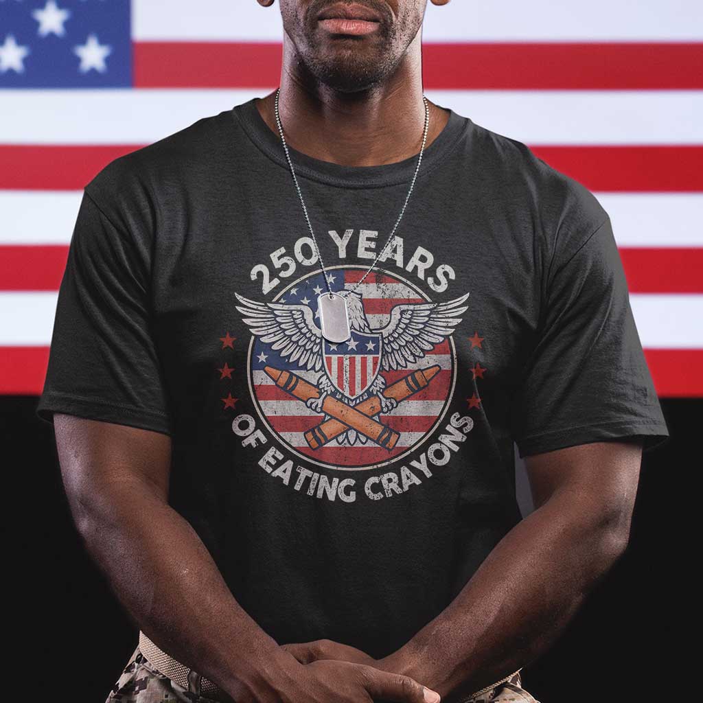 Marine Veteran 250 Years Of Eating Crayons T Shirt American Flag TS11 Black Print Your Wear