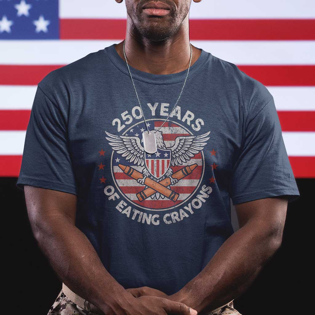 Marine Veteran 250 Years Of Eating Crayons T Shirt American Flag TS11 Navy Print Your Wear