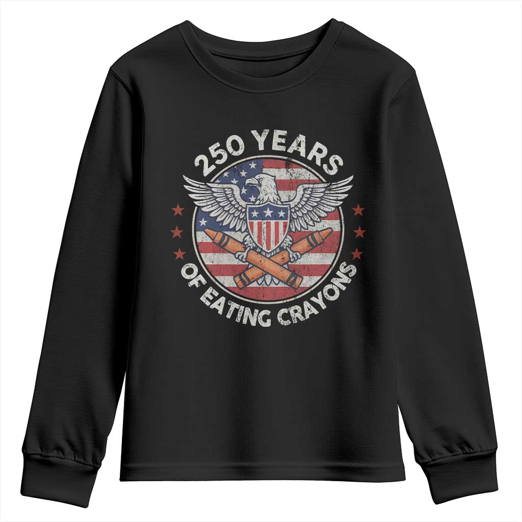 Marine Veteran 250 Years Of Eating Crayons Youth Sweatshirt American Flag TS11 Black Print Your Wear