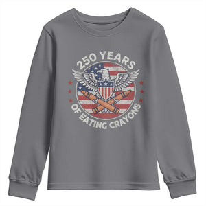 Marine Veteran 250 Years Of Eating Crayons Youth Sweatshirt American Flag TS11 Charcoal Print Your Wear