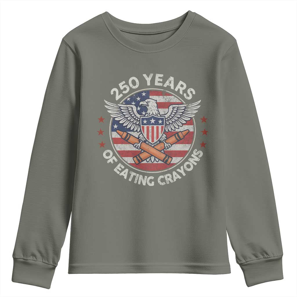 Marine Veteran 250 Years Of Eating Crayons Youth Sweatshirt American Flag TS11 Military Green Print Your Wear