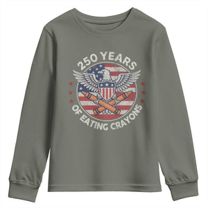 Marine Veteran 250 Years Of Eating Crayons Youth Sweatshirt American Flag TS11 Military Green Print Your Wear