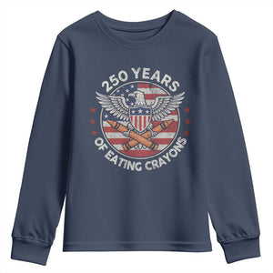 Marine Veteran 250 Years Of Eating Crayons Youth Sweatshirt American Flag TS11 Navy Print Your Wear