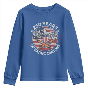 Marine Veteran 250 Years Of Eating Crayons Youth Sweatshirt American Flag TS11 Royal Blue Print Your Wear