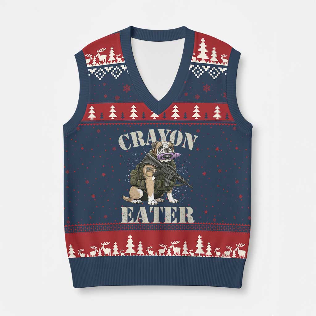Funny Crayon Eater V-Neck Knit Sweater Vest Military Corps Proud Marine Soldier TS11 Navy Red Print Your Wear