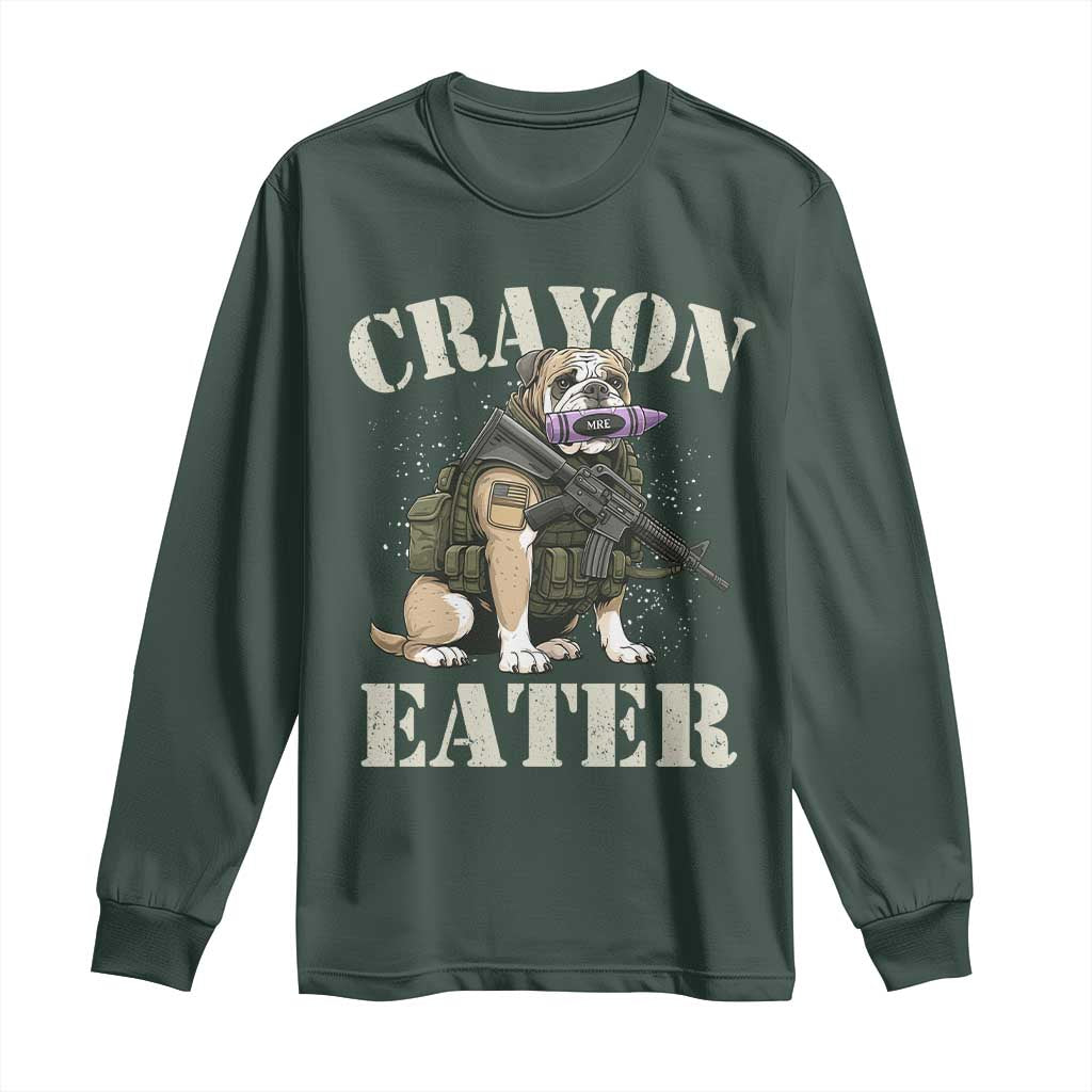 Funny Crayon Eater Long Sleeve Shirt Military Corps Proud Marine Soldier TS11 Dark Forest Green Print Your Wear