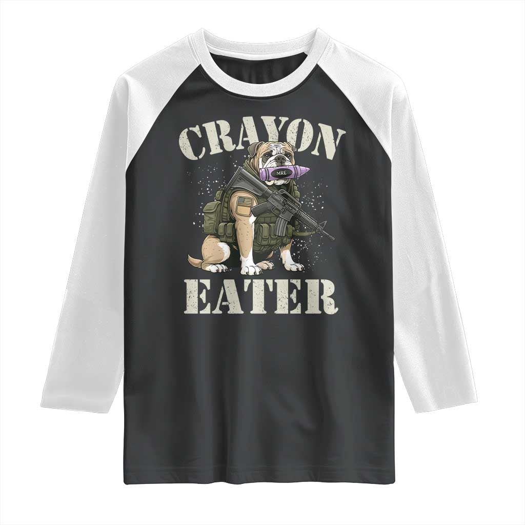 Funny Crayon Eater Raglan Shirt Military Corps Proud Marine Soldier TS11 Black White Print Your Wear