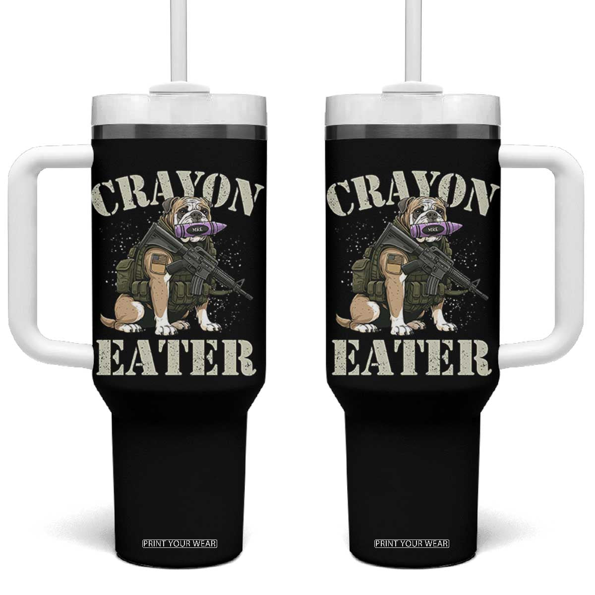 Funny Crayon Eater Tumbler With Handle Military Corps Proud Marine Soldier TS11 One Size: 40 oz Black Print Your Wear
