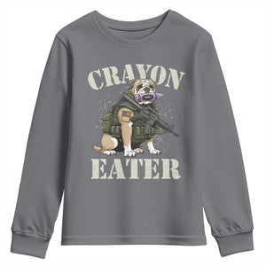 Funny Crayon Eater Youth Sweatshirt Military Corps Proud Marine Soldier TS11 Charcoal Print Your Wear