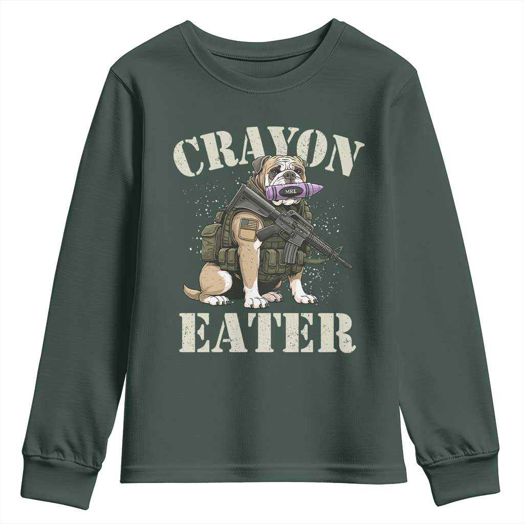 Funny Crayon Eater Youth Sweatshirt Military Corps Proud Marine Soldier TS11 Dark Forest Green Print Your Wear
