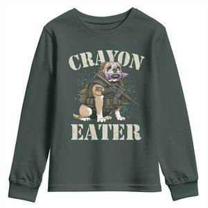 Funny Crayon Eater Youth Sweatshirt Military Corps Proud Marine Soldier TS11 Dark Forest Green Print Your Wear