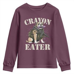 Funny Crayon Eater Youth Sweatshirt Military Corps Proud Marine Soldier TS11 Maroon Print Your Wear