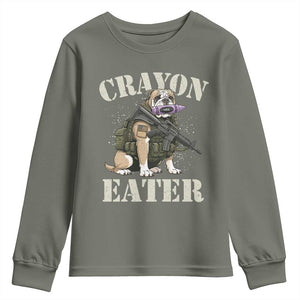 Funny Crayon Eater Youth Sweatshirt Military Corps Proud Marine Soldier TS11 Military Green Print Your Wear