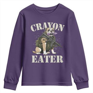 Funny Crayon Eater Youth Sweatshirt Military Corps Proud Marine Soldier TS11 Purple Print Your Wear