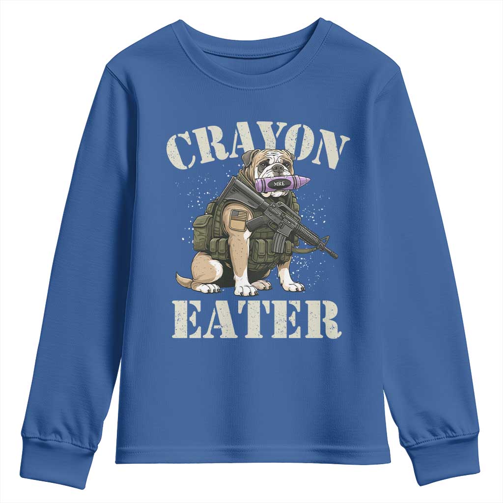 Funny Crayon Eater Youth Sweatshirt Military Corps Proud Marine Soldier TS11 Royal Blue Print Your Wear