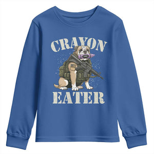 Funny Crayon Eater Youth Sweatshirt Military Corps Proud Marine Soldier TS11 Royal Blue Print Your Wear
