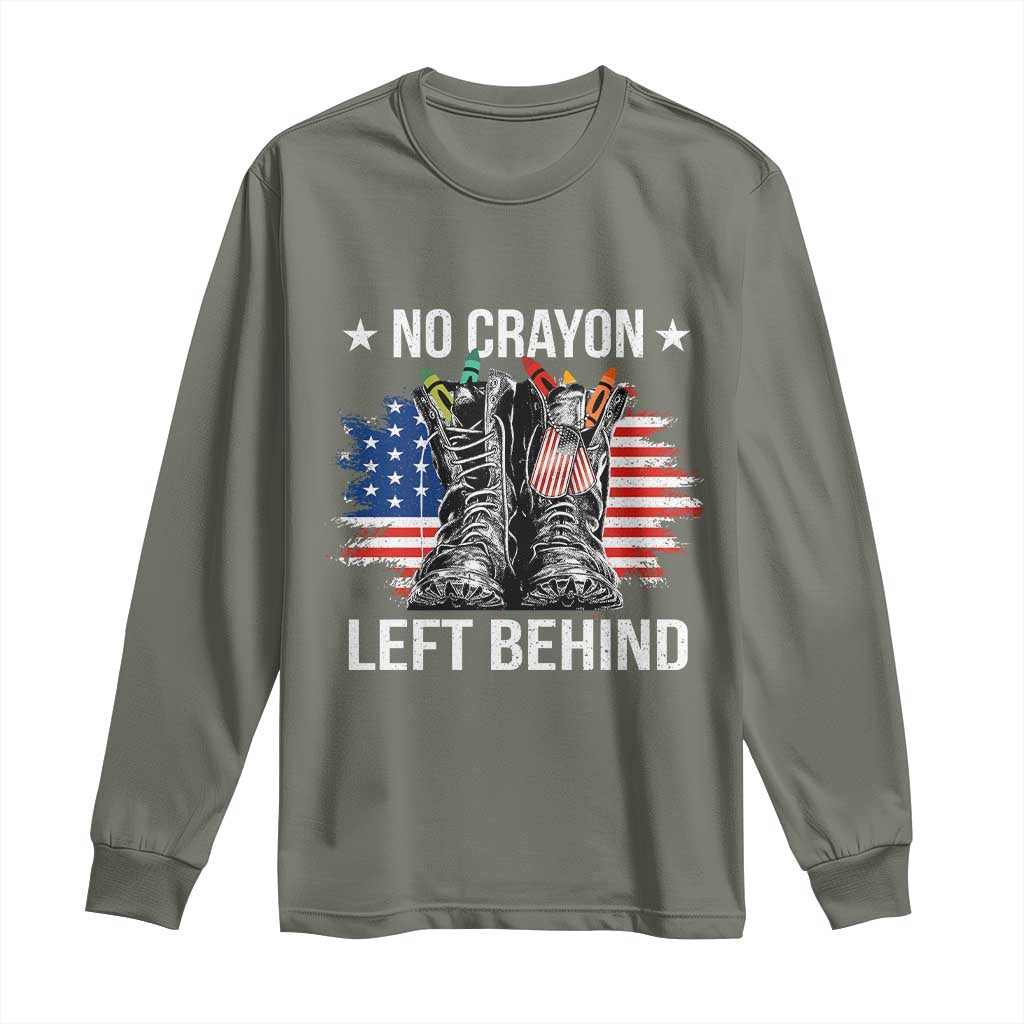 No Crayon Left Behind Long Sleeve Shirt Corps Squad Military Our Marine Troop Combat Boots TS11 Military Green Print Your Wear
