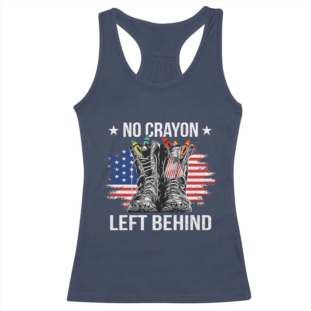 No Crayon Left Behind Racerback Tank Top Corps Squad Military Our Marine Troop Combat Boots TS11 Navy Print Your Wear