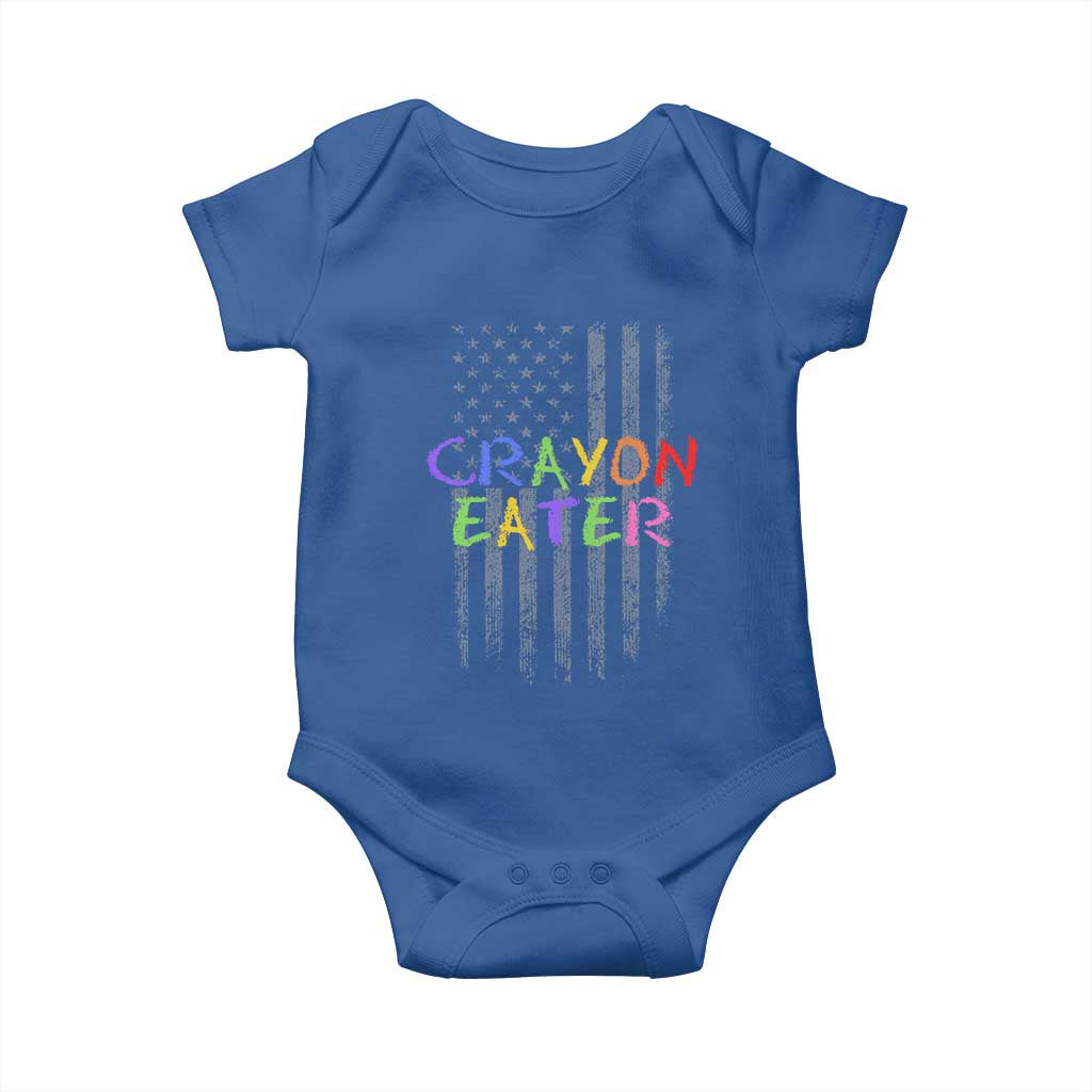 Funny Marine Military Veteran Baby Onesie Crayon Eater American Flag TS11 Royal Blue Print Your Wear