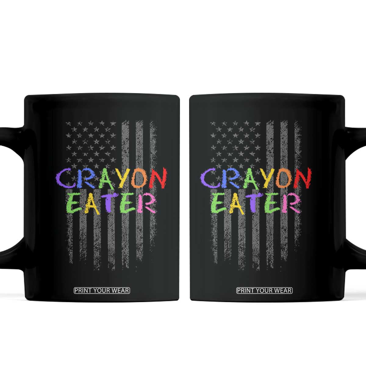Funny Marine Military Veteran Coffee Mug Crayon Eater American Flag TS11 Black Print Your Wear