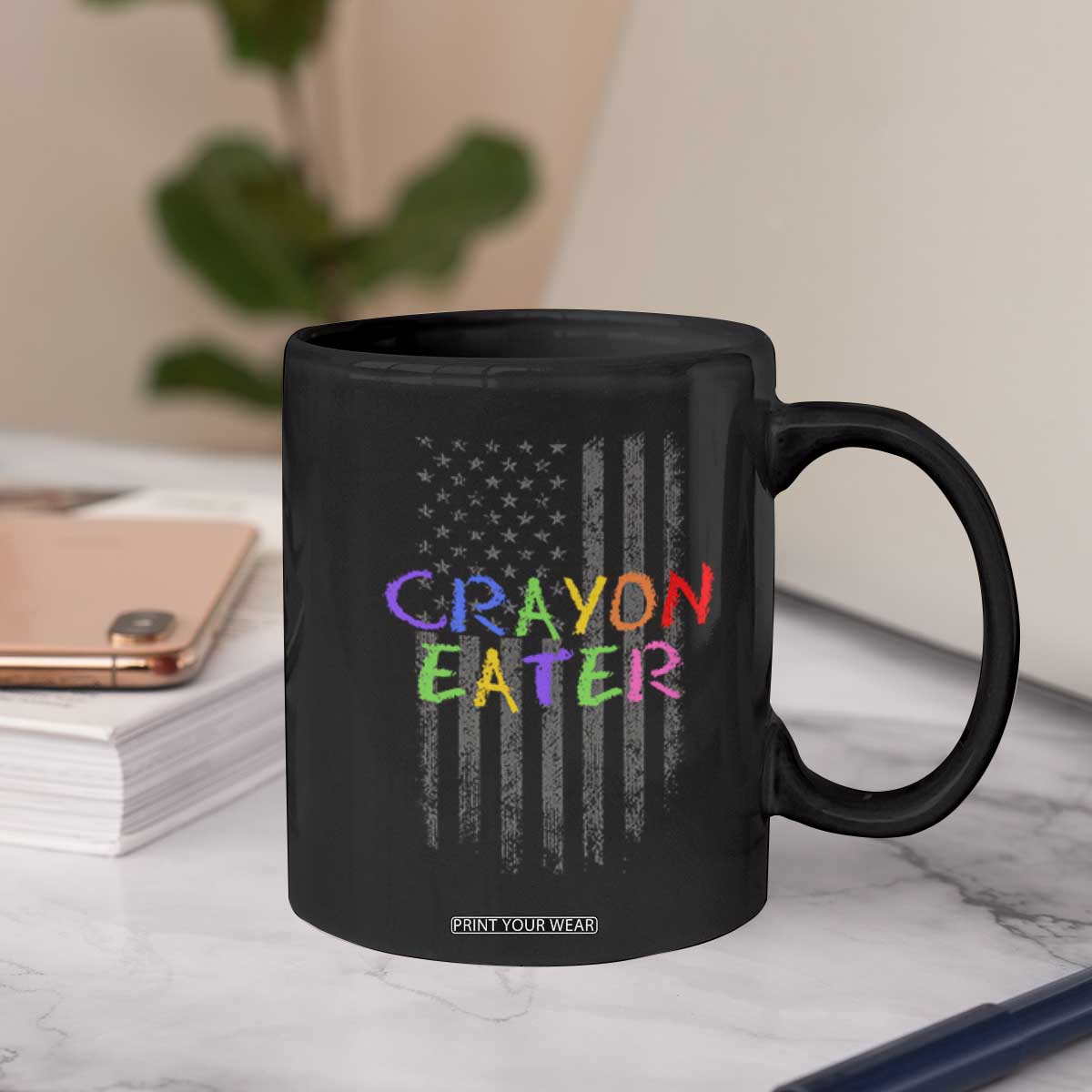 Funny Marine Military Veteran Coffee Mug Crayon Eater American Flag TS11 Print Your Wear