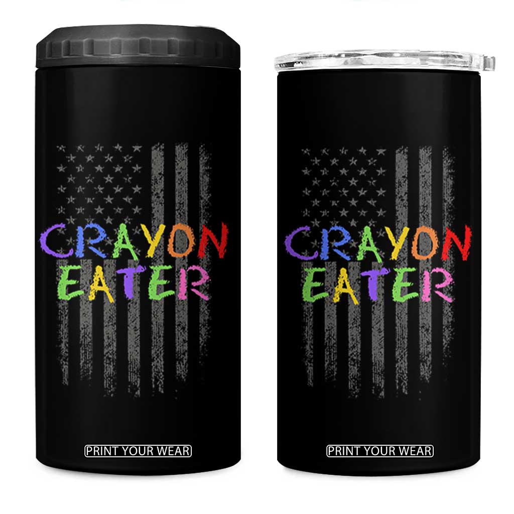 Funny Marine Military Veteran 4 in 1 Can Cooler Tumbler Crayon Eater American Flag TS11 One Size: 16 oz Black Print Your Wear