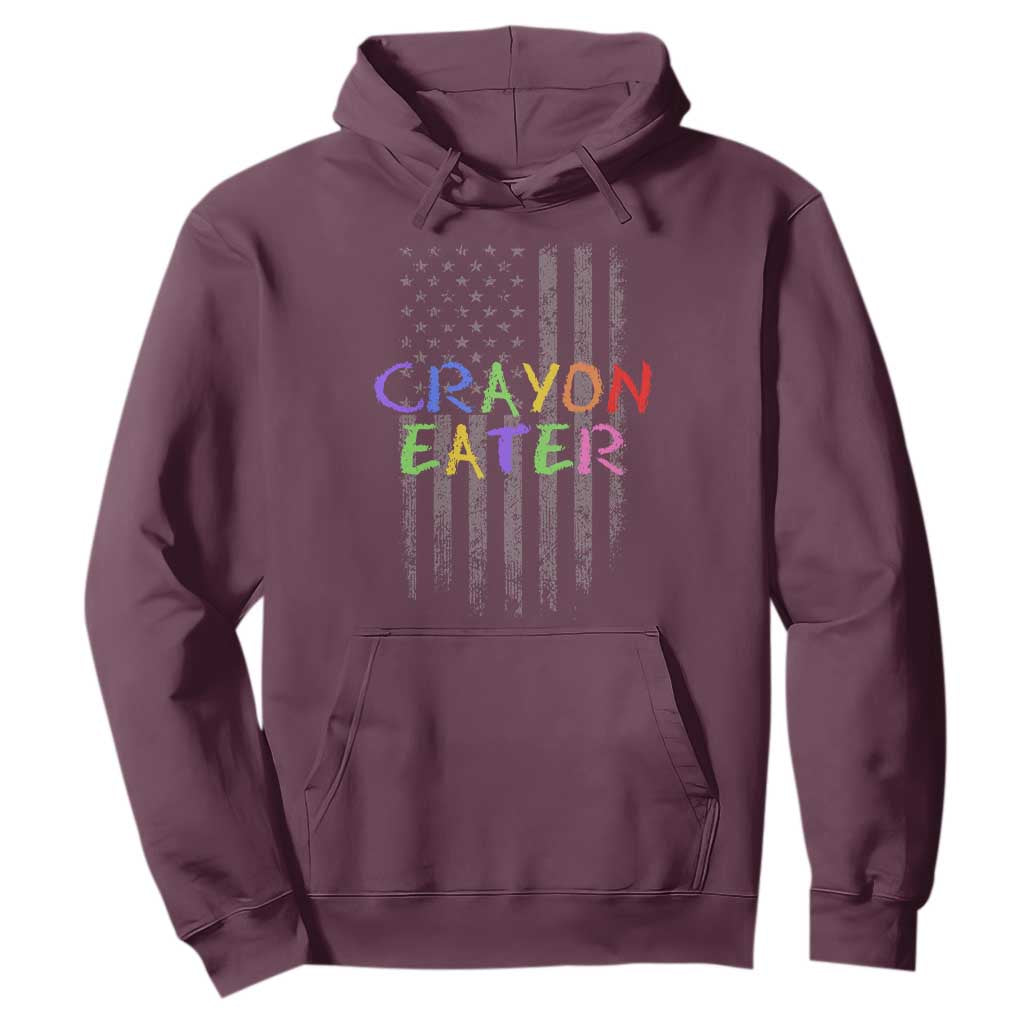 Funny Marine Military Veteran Hoodie Crayon Eater American Flag TS11 Maroon Print Your Wear