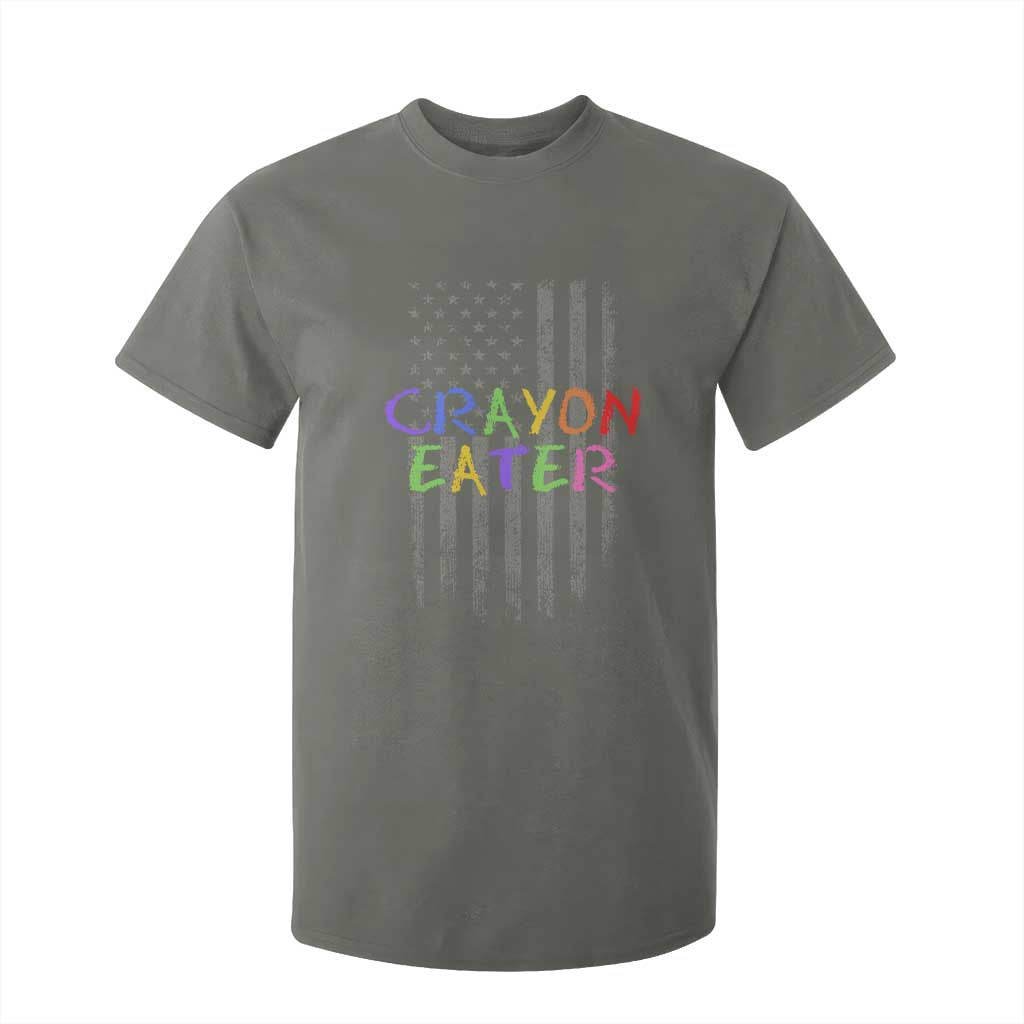 Funny Marine Military Veteran T Shirt For Kid Crayon Eater American Flag TS11 Military Green Print Your Wear