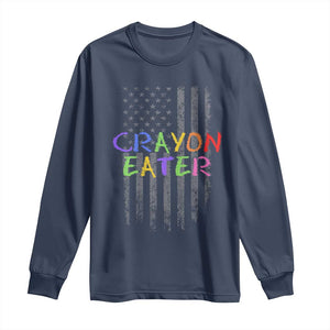Funny Marine Military Veteran Long Sleeve Shirt Crayon Eater American Flag TS11 Navy Print Your Wear